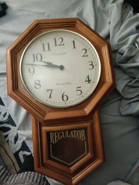 Wall Regulator Clock in Wood Tone - Unbranded